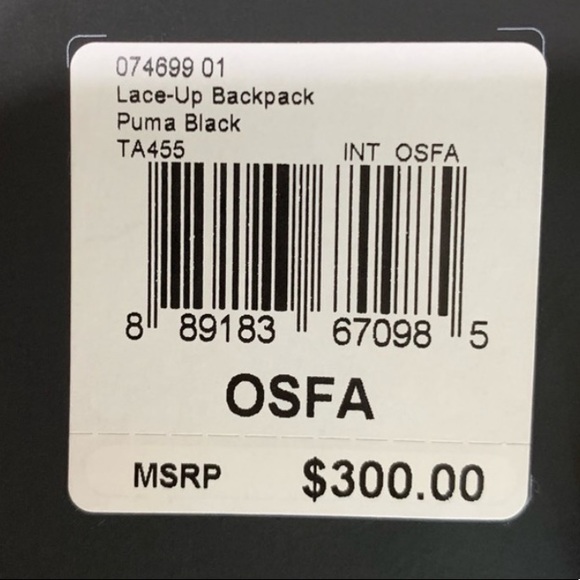 Limited Edition Black Fenty Puma X By Rhianna- Velvet Lace Up Backpack - Picture 7 of 7